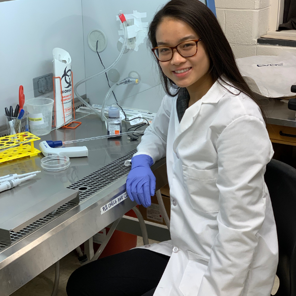 Joy Chen working in the lab