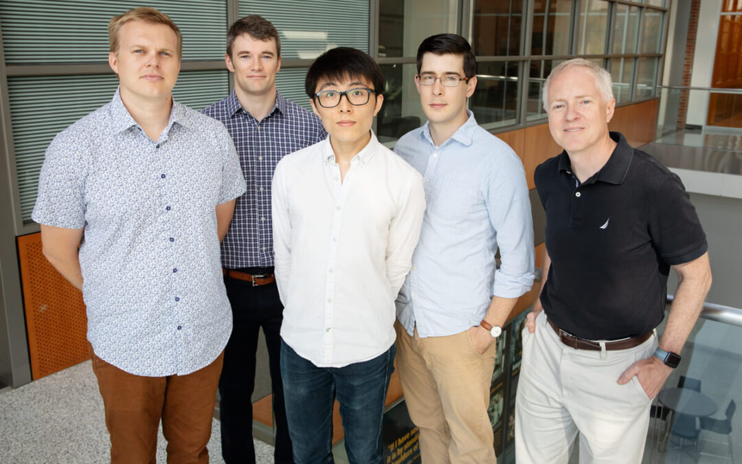 From left: postdoctoral researcher Taylor Canady, professor Andrew Smith, graduate student Nantao Li, postdoctoral researcher Lucas Smith and professor Brian Cunningham.